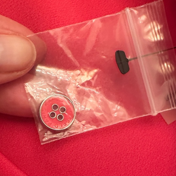 Karl Lagerfeld Hot Pink Button-Up Utility Blouse | Pocket Shirt - Picture 7 of 11